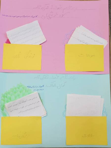 اعضای گروه: ضحی قنبری، ریحانه صراف زاده، بنیتا بیدآبادی
موضوع: هنر دستاورد:روزنامه دیواری